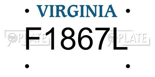 F1867L Virginia License Plate