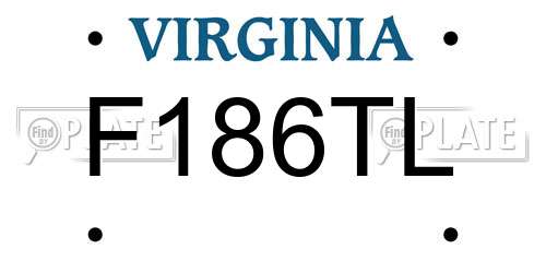 F186TL Virginia License Plate