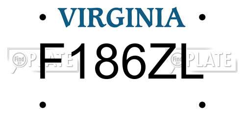 F186ZL Virginia License Plate