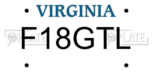 F18GTL Virginia License Plate