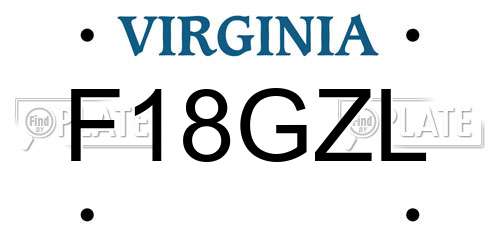 F18GZL Virginia License Plate