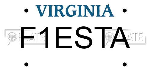 F1ESTA Virginia License Plate
