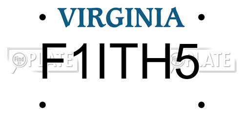 F1ITH5 Virginia License Plate