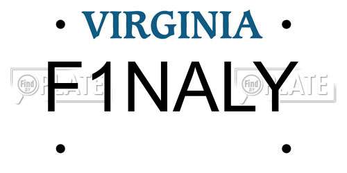 F1NALY Virginia License Plate