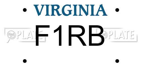 F1RB Virginia License Plate