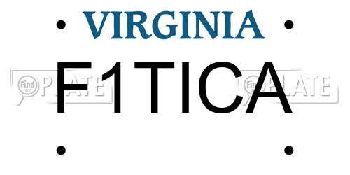 F1TICA Virginia License Plate