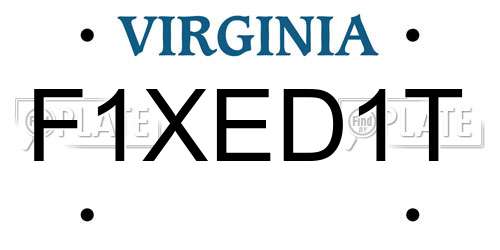 F1XED1T Virginia License Plate