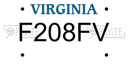 F208FV Virginia License Plate