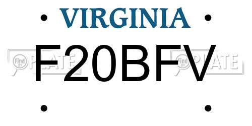 F20BFV Virginia License Plate
