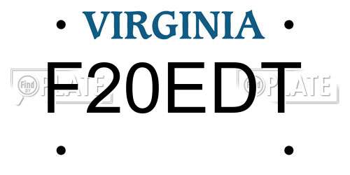 F20EDT Virginia License Plate