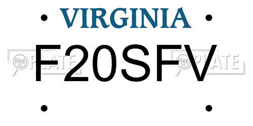 F20SFV Virginia License Plate