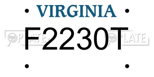 F2230T Virginia License Plate