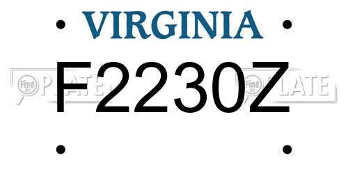 F2230Z Virginia License Plate