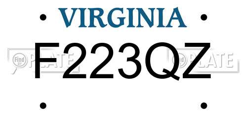F223QZ Virginia License Plate