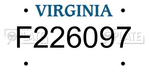 F226097 Virginia License Plate