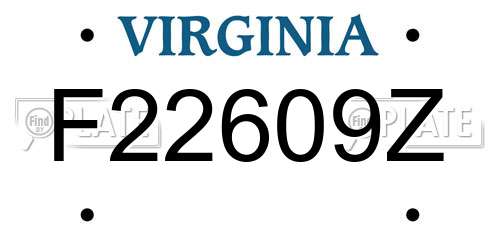 F22609Z Virginia License Plate
