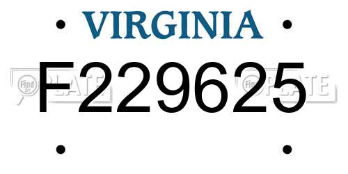F229625 Virginia License Plate