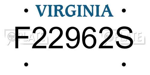 F22962S Virginia License Plate