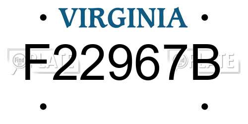 F22967B Virginia License Plate