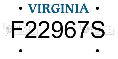 F22967S Virginia License Plate