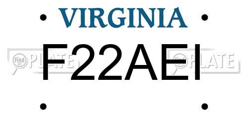 F22AEI Virginia License Plate