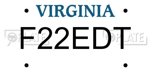 F22EDT Virginia License Plate