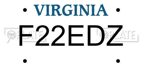 F22EDZ Virginia License Plate