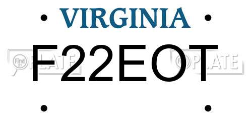 F22EOT Virginia License Plate