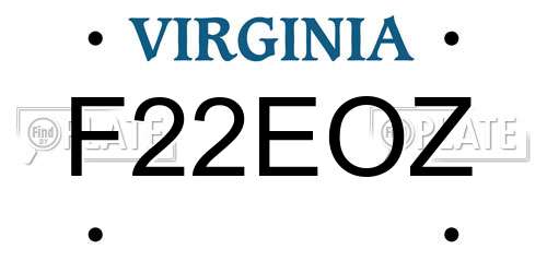 F22EOZ Virginia License Plate