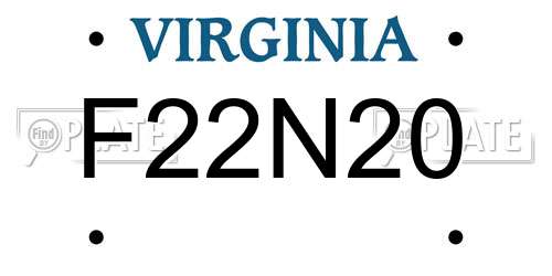 F22N20 Virginia License Plate