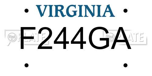 F244GA Virginia License Plate