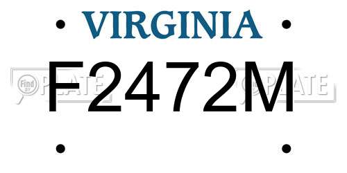 F2472M Virginia License Plate