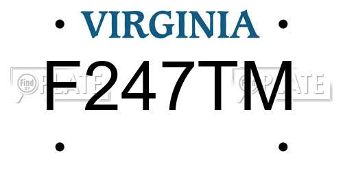 F247TM Virginia License Plate