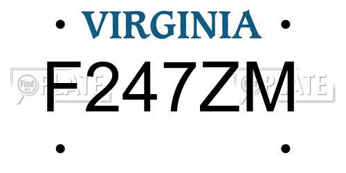 F247ZM Virginia License Plate