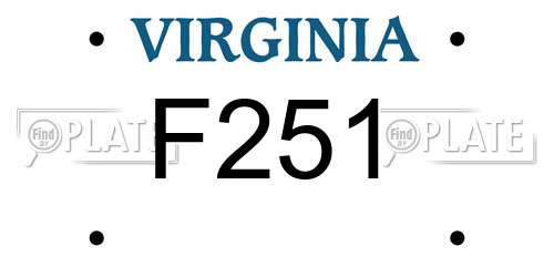 F251 Virginia License Plate