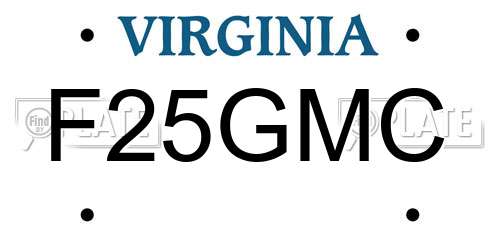 F25GMC Virginia License Plate