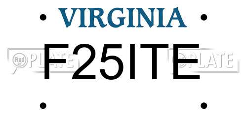 F25ITE Virginia License Plate