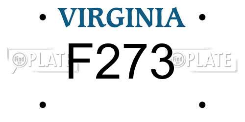 F273 Virginia License Plate