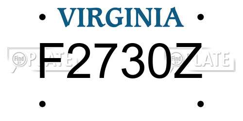 F2730Z Virginia License Plate