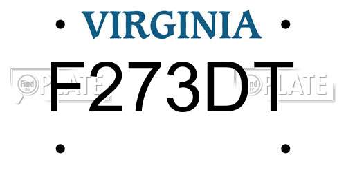 F273DT Virginia License Plate