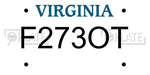 F273OT Virginia License Plate