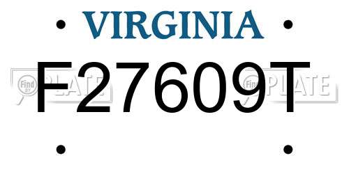 F27609T Virginia License Plate