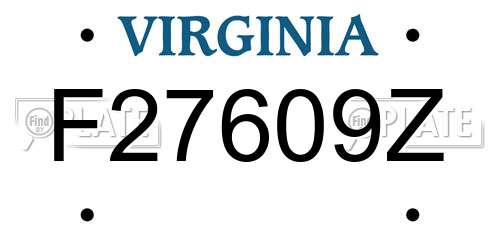 F27609Z Virginia License Plate