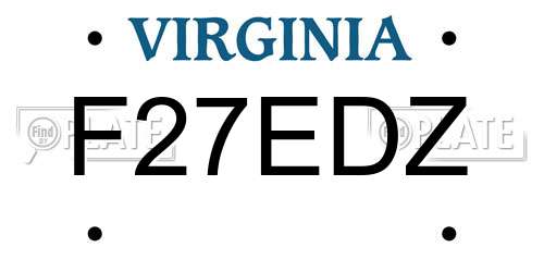 F27EDZ Virginia License Plate