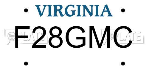 F28GMC Virginia License Plate
