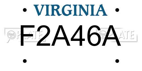 F2A46A Virginia License Plate