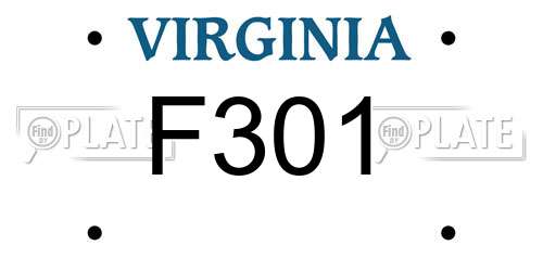 F301 Virginia License Plate