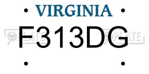 F313DG Virginia License Plate