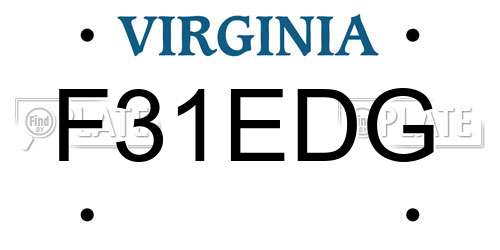 F31EDG Virginia License Plate