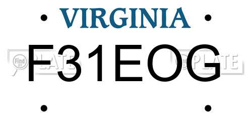 F31EOG Virginia License Plate